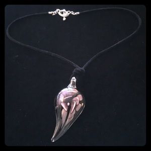 NWOT Artisan Glass Pendant on Black Velvet Cord